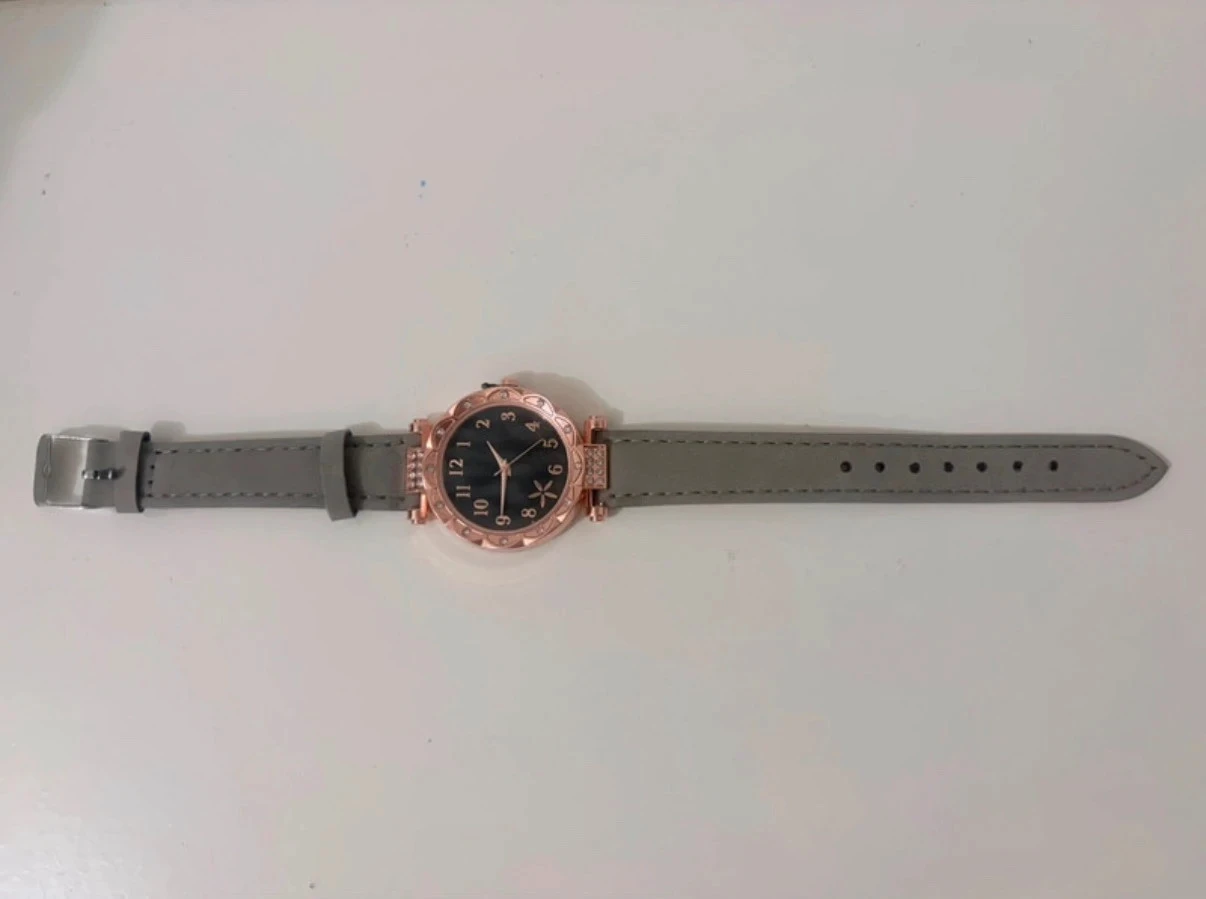 Fantaisie Chic Horloge - Vergulde Behuizing & Muisgrijs Armband – photo 4